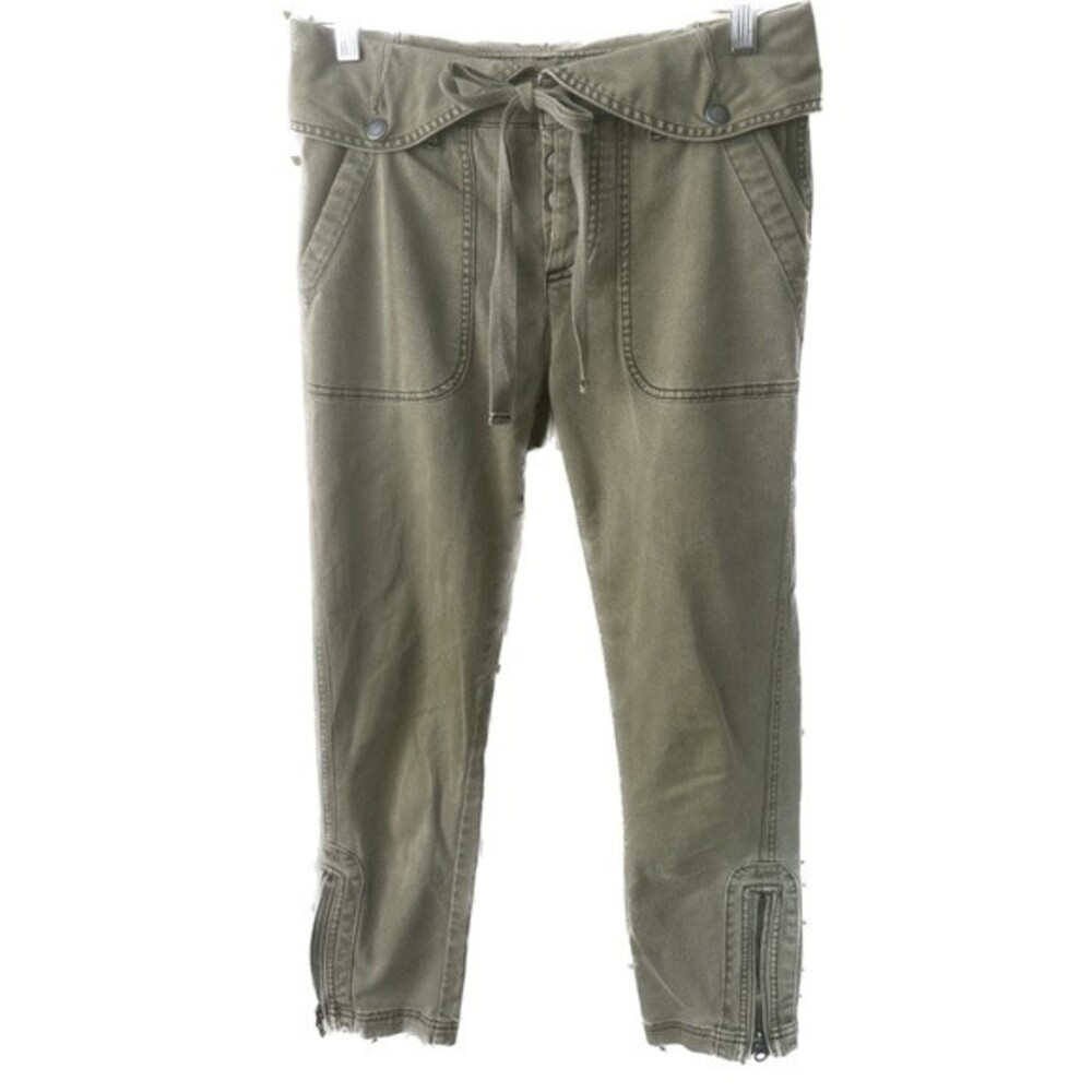 Free People Women's Olive Green Cargo Fold Over High Waisted Crop Pants Size 2